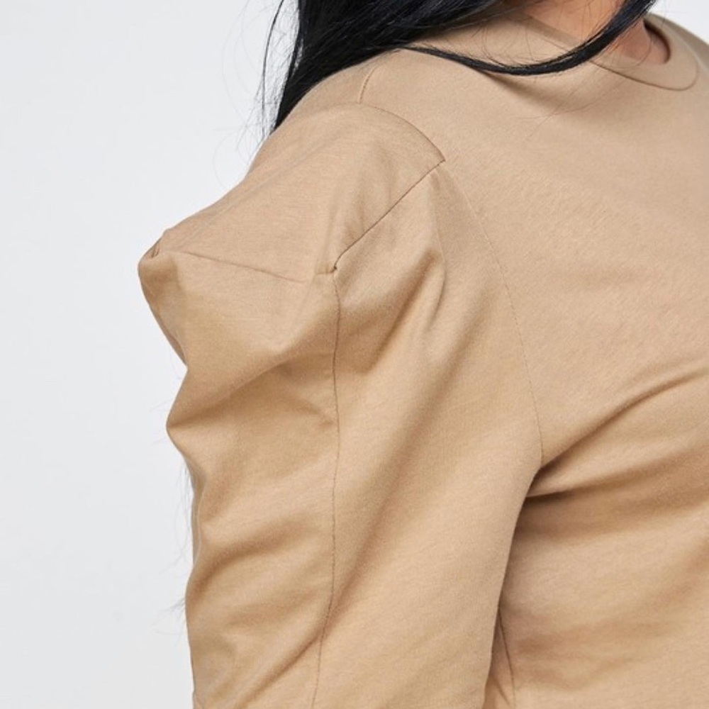 Black Long T-Shirt w/Puffy Shoulderd - Picture 5 of 5